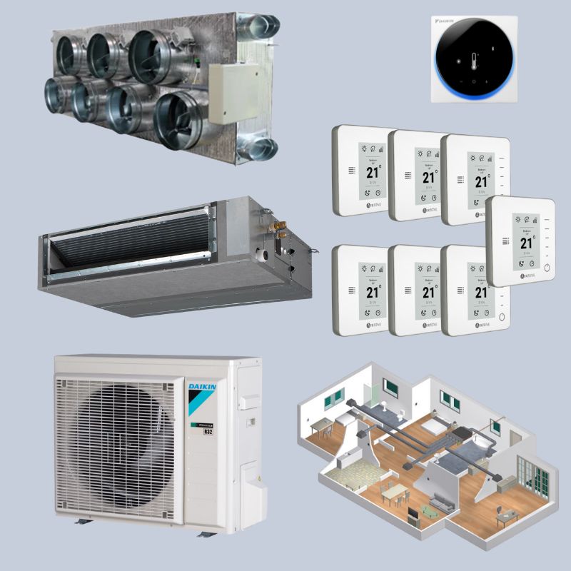 Pack gainable Daikin 14kw pour 150m² 7 pièces Airzone