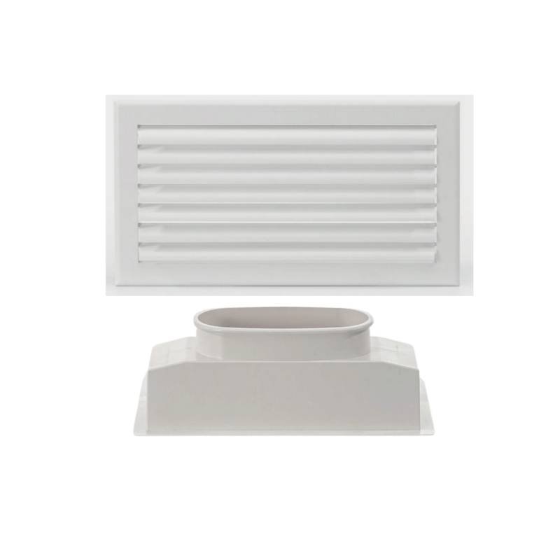 Grille de soufflage lame courbe + plénum abs 400 x 200  - 5706-0