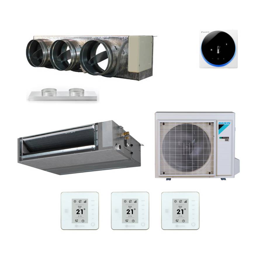 Pack gainable Daikin 3.5kw pour 45m² Airzone 3 sorties